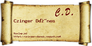 Czinger Dénes névjegykártya