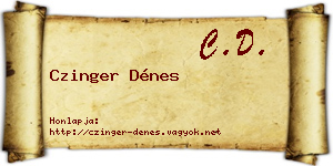 Czinger Dénes névjegykártya